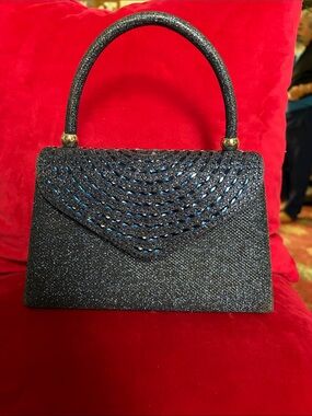 Navy blue Sparkle Top-Handle Evening Bag